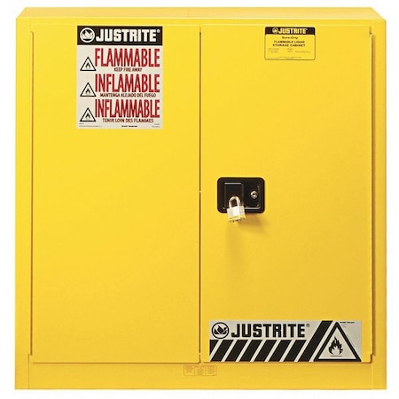 Hazardous Material Storage Cabinet, 40 gal, 3 Shelves, Steel, 43 in W x 44 in H x 18 in D, Yellow MPN:893010
