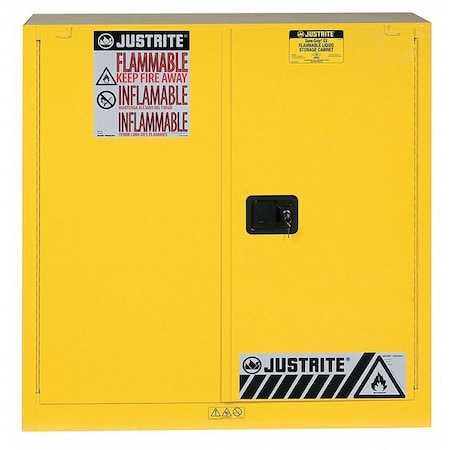 Hazardous Material Storage Cabinet, 40 gal, 3 Shelves, Steel, 43 in W x 44 in H x 18 in D, Yellow MPN:893030