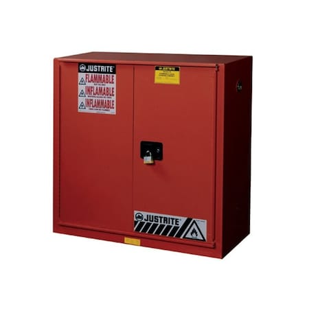 Hazardous Material Storage Cabinet, 40 gal, 3 Shelves, Steel, 43 in W x 44 in H x 18 in D, Red MPN:893091