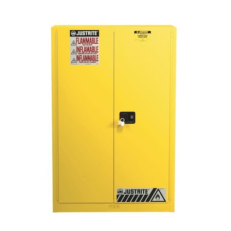 Hazardous Material Storage Cabinet, 60 gal, 5 Shelves, Steel, 43 in W x 65 in H x 18 in D, Yellow MPN:894510