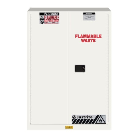 Flammable Liquid Safety Cabinet, 45 gal, 2 Shelves, Galvanized Steel, 43 in W x 65