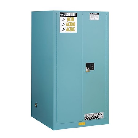 Hazardous Material Storage Cabinet, 60 gal, 2 Shelves, Steel, 34 in W x 65 in H x 34 in D, Blue MPN:896002