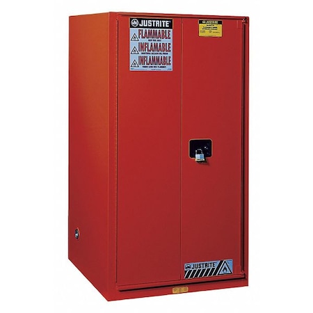 Hazardous Material Storage Cabinet, 60 gal, 2 Shelves, Steel, 34 in W x 65 in H x 34 in D, Red MPN:896021