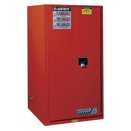 Hazardous Material Storage Cabinet, 96 gal, 5 Shelves, Steel, 34 in W x 65 in H x 34 in D, Red MPN:896031