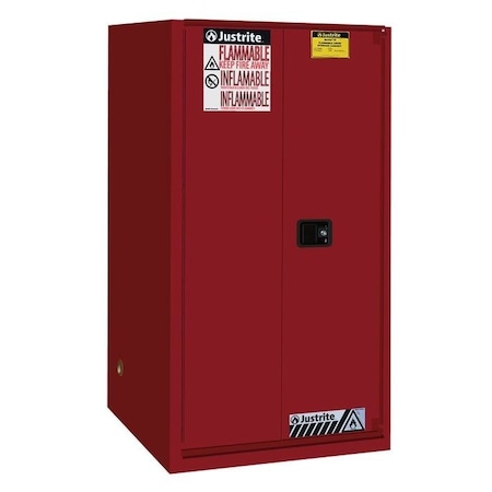 60 gal, 2 Shelves, 18-Gauge Steel, 34 in W x 65 in H x 34 in D, Red MPN:896081