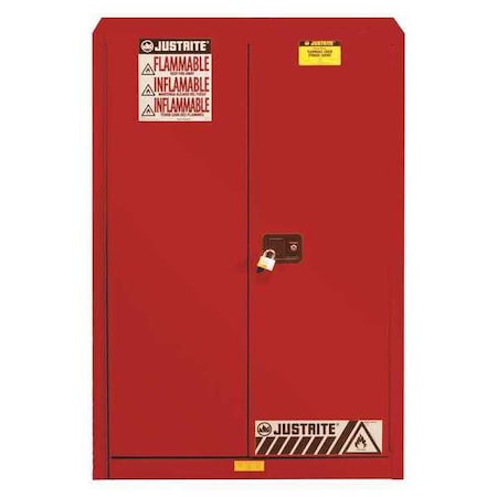 Flammable Safety Storage Cabinet, 96 gal, 5 Shelves, Steel, 34 in W x 65 in H x 34 in D, Red MPN:896091