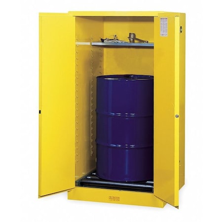 Hazardous Material Storage Cabinet, 55 gal, 1 Shelves, Steel, 34 in W x 65 in H x 34 in D, Yellow MPN:896260