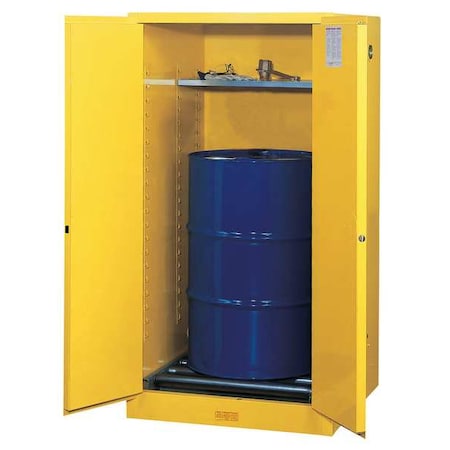Hazardous Material Storage Cabinet, 55 gal, 1 Shelves, Steel, 34 in W x 65 in H x 34 in D, Yellow MPN:896270