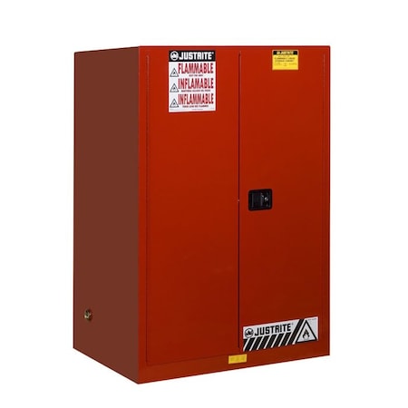 Hazardous Material Storage Cabinet, 90 gal, 2 Shelves, Steel, 43 in W x 65 in H x 34 in D, Red MPN:899001