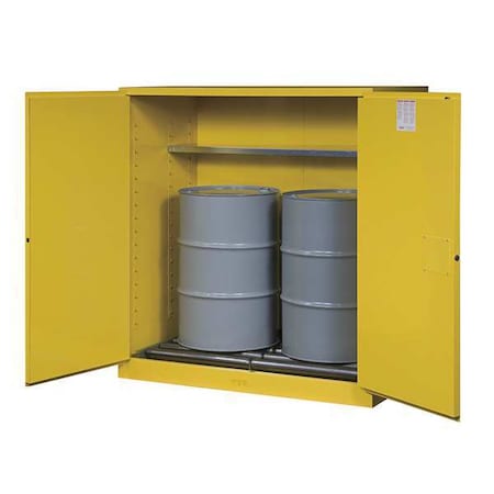 Hazardous Material Storage Cabinet, 110 gal, 1 Shelves, Steel, 59 in W x 65 in H x 34 in D, Yellow MPN:899170