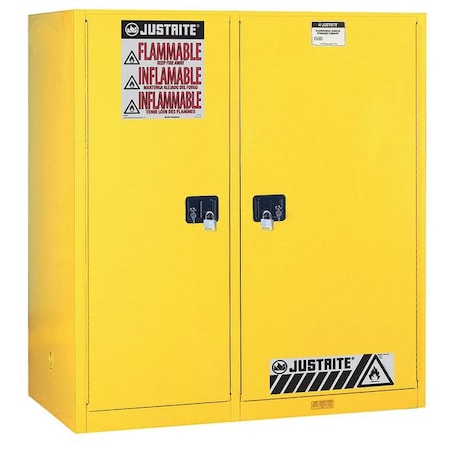 Hazardous Material Storage Cabinet, 115 gal, 3 Shelves, Steel, 59 in W x 65 in H x 34 in D, Yellow MPN:899270