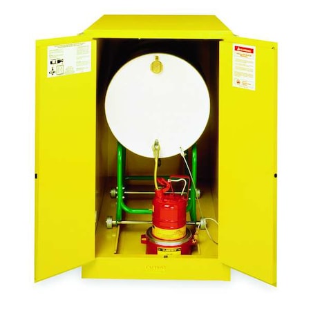 Hazardous Material Storage Cabinet, 55 gal, 0 Shelves, Steel, 30 in W x 50 in H x 48 in D, Yellow MPN:899300