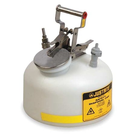 HPLC Waste Can, Polyethylene/ Polypropylene and Stainless Fittings, 2 gal, White, for Solvents MPN:BY12752