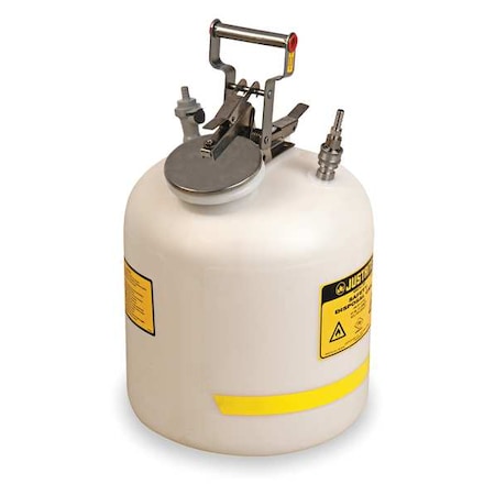 HPLC Waste Can, Polyethylene/ Polypropylene and Stainless Fittings, 5 gal, White, for Solvents MPN:BY12755