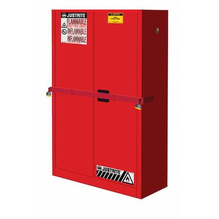 Hazardous Material Storage Cabinet, 45 gal, 2 Shelves, Steel, 43 in W x 65 in H x 18 in D, Red MPN:SC29884R