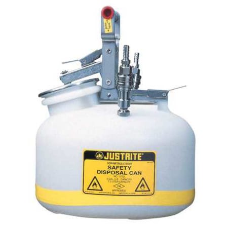 HPLC Waste Can, Polyethylene/ Stainless Steel Disconnects, 2 gal, 3/8 in Tubing, White, for Solvents MPN:TF12752