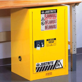 Justrite Flammable Liquid Cabinet 12 Gallon Self-Close Single Door Vertical Storage 891220