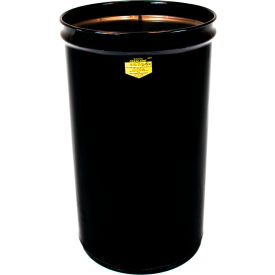 Justrite® Cease Fire® Round Waste Receptacle Steel 55 Gallon Capacity Black 26054K