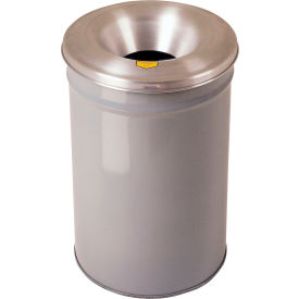 Justrite® Cease Fire® Round Waste Receptacle with Aluminum Head 30 Gallon Capacity Gray 26630G