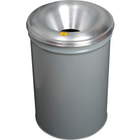 Justrite® Cease Fire® Round Waste Receptacle with Aluminum Head 55 Gallon Capacity Gray 26655G