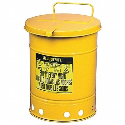 Oily Waste Can 10 gal Steel Yellow MPN:09311