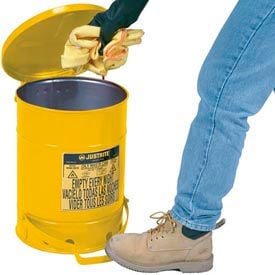 Justrite 14 Gallon Oily Waste Can Yellow - 09501 09501