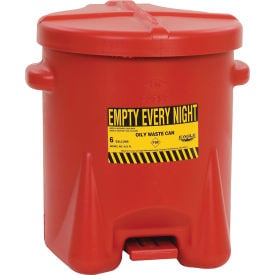 Eagle 6 Gallon Poly Waste Can W/ Foot Lever Red - 933FL 933FL