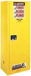 Flammable & Hazardous Storage Cabinets: 22 gal Drum, 1 Door, 3 Shelf, Manual Closing, Yellow MPN:892200