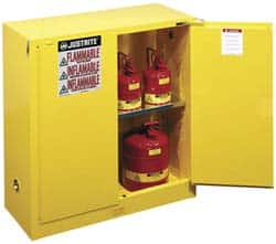 Flammable & Hazardous Storage Cabinets: 30 gal Drum, 2 Door, 1 Shelf, Self Closing, Yellow MPN:893020