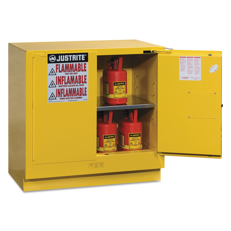 Justrite Yellow Undercounter Cabinets, Self Closing Cabinet, 22 Gallon MPN:400-892320