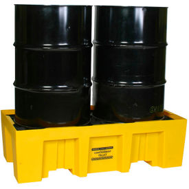 Eagle 1620 2 Drum Spill Containment Pallet 66 Gallon Capacity - Yellow with Drain 1620