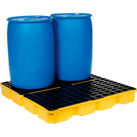 Eagle 1634 4 Drum Spill Containment Modular Platform - 2 Piece - Yellow with No Drain 1634