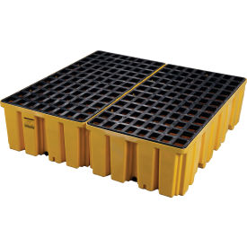 Eagle 1640 4 Drum Spill Containment Pallet - Yellow with Drain 1640