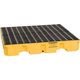 Eagle 4-Drum Low Profile Spill Containment Pallet With Drain Yellow 1645