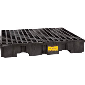 Eagle 1645B 4 Drum Low Profile Spill Containment Pallet - Black with Drain 1645B