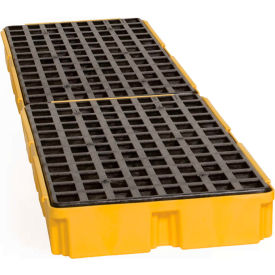Eagle 1647D 4 Drum In-Line Spill Containment Platform - Yellow with Drain 1647D