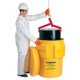 Eagle 1695 Plastic Salvage Drum - 95 Gallon - Yellow with Metal Band & Bolt 1695