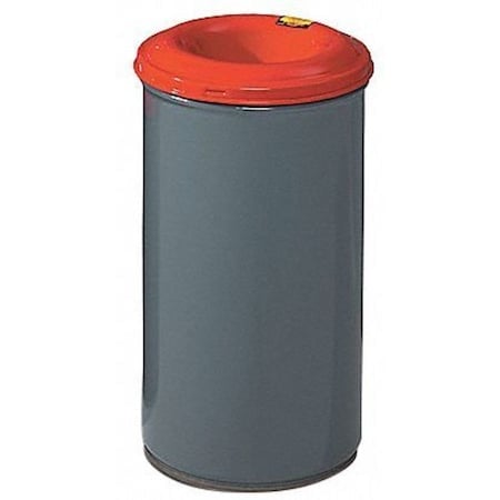 Cease-Fire 30 gal Round Indoor Metal Can, Red/Gray, None, Steel, Not Applicable MPN:26430