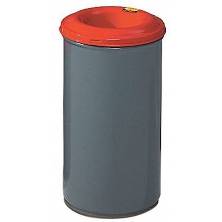 Cease-Fire 55 gal Round Indoor Metal Can, Red/Gray, None, Steel, Not Applicable MPN:26455