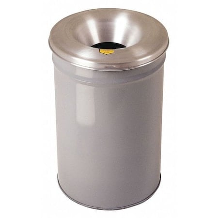 Cease-Fire 6 gal Round Indoor Metal Can, Gray, None, Steel, Not Applicable MPN:26606G