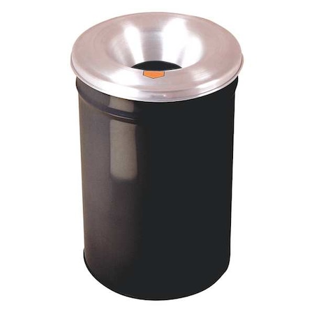 Cease-Fire 12 gal Round Indoor Metal Can, Black, None, Steel, Not Applicable MPN:26612K