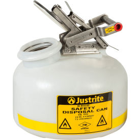 Justrite® Polyethylene Disposal Safety Can w/ Stainless Steel Hardware 2 Gal. Capacity White 12751