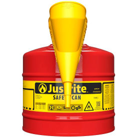 Justrite® Safety Can For Flammables Type I Funnel Flame Arrester 5 Gallon Red 7150112