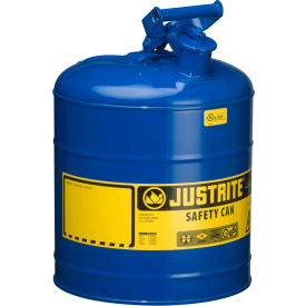 Justrite® Type I Steel Safety Can 5 Gallon (19L) Self-Close Lid Blue 7150300 7150300