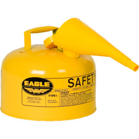 Eagle® Safety Can For Diesel Type I Flame Arrester Funnel 2.5 Gallon Yellow UI25FSY