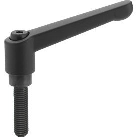 Die Cast Adjustable Lever - M6 x 1.0 - 63mm Handle - 63mm Stud - Black - J.W. Winco 6N63A02K GN300 6N63A02K