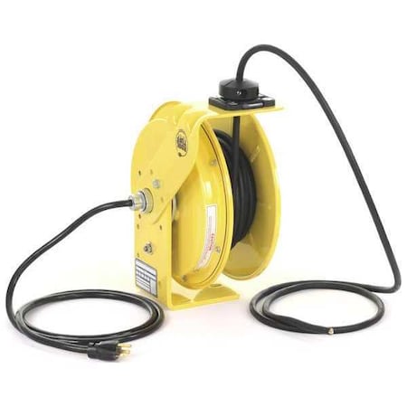 Cord Reel, Flying Lead, 12 AWG, Yellow Reel Color, 25 ft Length MPN:RTBB3L-WW-J12F