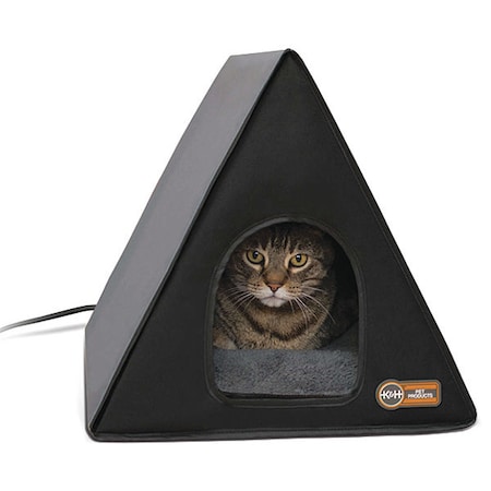 Heated A-Frame Cat House Gray / Black 18
