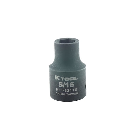 3/8 in Drive Impact Socket Standard Socket, black oxide, SAE, 5/16in., 1-3/16in.L, Hex MPN:KTI-32110