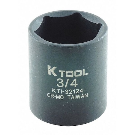 3/8 in Drive Impact Socket Standard Socket, black oxide, SAE, 3/4in., 1-3/16in.L, Hex MPN:KTI-32124
